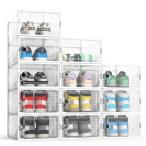 VIKELY 12つの靴箱 透明PPシューズケース 大容量シューズボックス UVカット 多層スイッチドア 積み重ね可能 スニーカー ストレージビ