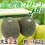 ショッピングメロン メロン 熊本産 ”肥後グリーン” 秀・優品 特大2玉 約4kg【予約 5月末以降】 送料無料