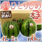 ショッピングスイカ 熊本産 ”小玉すいか ひとりじめ” 4L 2玉 約6kg ちょっと訳あり【予約 4月以降】 送料無料