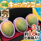 沖縄産 ”キーツマンゴー” 秀品 3玉 約1.8kg 化粧箱入り【予約 8月中旬以降】 送料無料