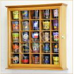 25 Shot Glass Shotglass Display ケース Holder Cabet Wall Rack Oak Fish