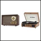 Victrola レトロ Wood ブルーtooth FM/AM ラジオ with ロータリー Dial, Espresso  Vtage 3-スピード ブルーtooth ポータブ