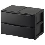 サンカ 小物収納 引出し ナチュラ ポスデコ ワイド 深2段 NpdW-A BK ブラック  (幅39×奥行26.5×高さ26.5cm)