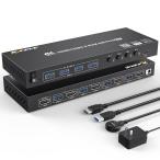 HDMI KVM�ؑ֊� 4�|�[�g�A4����1�o�� PC�ؑ֊� 4K@60Hz�A4��USB3.0�n�u������KVM HDMI 4�|�[�g�X�C�b�`���[�AEDID