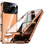 NIANGUO[ c функцией блокировки * автоматика pop up кнопка ]iPhone17 Pro Max для кейс двусторонний усиленный стекло в одном корпусе линзы защита ( orange )