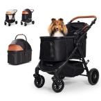 【中型犬専用】PETTENA ペットカート 中型犬 犬カート 30KG耐荷重 多頭 安定性最高 自立型 広い空間 自動折り畳み EN1888規格に適合