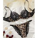 ブラ＆ショーツ ブラック ヒョウ柄 レディースセクシーランジェリー＆下着