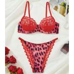 ブラ＆ショーツ レッド ヒョウ柄 レディースセクシーランジェリー＆下着
