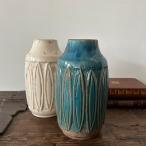 セラミックベース  2カラー ターコイズ アイボリー 花瓶 アンティーク調 インテリア フラワーベース 陶器
