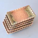 中皿 長角皿 波縁 茶と織部 5枚