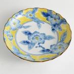 中皿 黄彩 花紋皿　