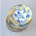 中皿 5枚 黄彩花紋皿　