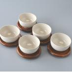湯飲み 茶托つき ５客セット 白汲み