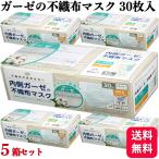 ショッピング布 5箱セット 内側ガーゼ 不織布マスク 30枚 ふつう やさしい肌触り