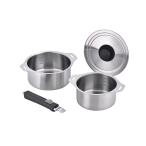 国産 IH対応 ステンレス製 ハンドル着脱式鍋 14cm 16cm セット 燕三(ENZO) EM-028 和平フレイズ