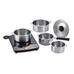 IH対応 ステンレス製 ハンドル着脱式鍋４点＋IHクッキングヒーターセット 燕三(ENZO) EM-035 和平フレイズ