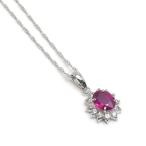 ルビーダイヤモンドネックレス K18WG・ルビー0.70ct