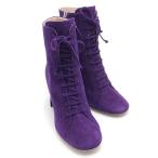 ショッピングMIUMIU ミュウミュウ MIUMIU スエード ショートブーツ 36 パープル 紫 クリスタルビジュー