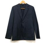 エルメス HERMES テーラードジャケット 46 ブラック/ネイビー シルク メンズ