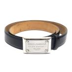  Dolce &amp; Gabbana кожаный ремень 90cm черный Logo пряжка ширина примерно 3cm