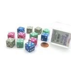 Pastel Assorted Dice 16mm 12 dice in a plastic box