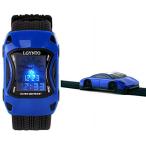 キッズ時計 男の子 女の子 防水 スポーツデジタル LED腕時計 7色 点滅 車形状 子供用腕時計 ブルー