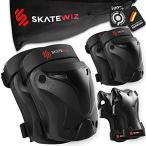 SKATEWIZ スケートボードパッド用膝パッド - Mサイズ ブラック - 大人用肘と膝パッド 女性用 ローラースケートパッド - 大 並行輸入