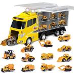 楽しい小さなおもちゃ12in1ダイキャスト建設トラックおもちゃ車の乗り物のキャリアトラックプレゼント子供のためのプレゼント 並行輸入