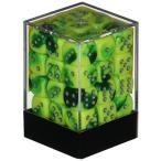 Green Yellow with Silver Gemini Dice D6 12mm Set of 36