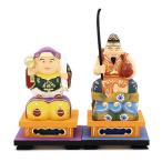 仏像 大黒天・恵比須天（恵比寿天） 総高約12cm 桧木彩色 七福神 大黒様 えべっさん 置物