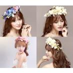 結婚式 ウェディング花かんむり カラフル ホワイト ピンク ブルー 安い ブライダル フラワー ティアラ