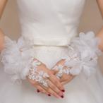 ウェディンググローブ フラワー レース クリスタル フィンガーレスグローブ 結婚式 披露宴