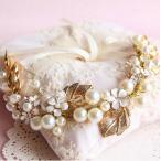 ウェディングヘッドドレス パール ゴールド結婚式 披露宴 教会挙式