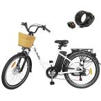 Trekpower 26インチ 電動バイク 350W 高速電動自転車 36V 12AH リチウム電池/デュアルディスクブレーキ付き ホワイトベビーカー