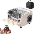 カセットガスストーブ アウトドア ミニヒーター ポータブル キャンプ 暖炉 小型 軽量 携帯用 暖房器具 キャンプ レジャー ハンドル付き 寒さ対策 収納袋付き