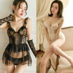 セクシー ランジェリー ベビードール 誘惑 セクシー服 エッチ 下着 シースルー エロい 胸開き 半透明レース スケスケ Tバッグ付き