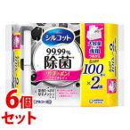 ショッピングシルコット 《セット販売》　ユニチャーム シルコット 99.99％ 除菌ウェットティッシュ 大容量ケース 専用 つめかえ用 (100枚×2コ)×6個 詰め替え用 防災　送料無料