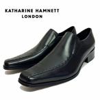 キャサリンハムネット メンズ 靴 ビジネスシューズ 革靴 紳士靴 本革 ブランド スリッポン レザーシューズ KATHARINE HAMNETT 3801 ブラック 爆買