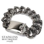 ステンレス スカルブレスレット ヘビーブレスレット 重厚感 極太 シルバー 差し込み式 燻し メンズ 男性 金属アレルギー対応