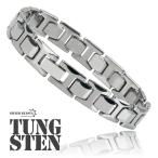 タングステン メタルバンド ブレスレット メタルブレスレット 中折式 高耐久 頑丈 金属アレルギー ボックス付属 調整器具