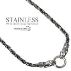 ショッピングスカル ツインスカルネックレス ステンレス チェーンネックレス メンズ 頭蓋骨 ロープチェーン ツイスト アレルギー対応 60cm