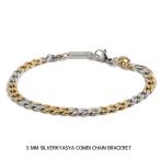 (18cm) нержавеющая сталь тонкий цепь браслет Gold серебряный комбинированный цепь браслет мужской 