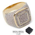 (16 номер ) печатка кольцо CZ коготь останавливать 18K GP Gold кольцо квадратное специальный BOX приложен 