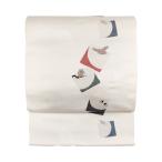 名古屋帯 正絹 西陣織 ふくろう 梟 白 名古屋帯 梟と団栗 ホワイト 仕立代込