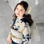 単品振袖　成人式振袖購入  mc384-10　濃紺色・ネイビー/古典・牡丹文様