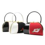 (日本製 椿柄刺繍バッグ)バッグ 黒/白/赤 椿柄 礼装用 フォーマル バック 振袖 袴 結婚式 卒業式 171083