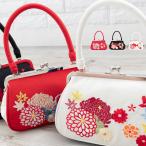 ハンドバッグがま口和装バッグ刺繍カジュアル和装和洋兼用バッグ和柄フォーマル...