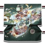 ショッピング戦国武将 お宮参り 着物 男の子 新品 絹100％ 正絹 戦国武将 武田信玄 染め分け ぼかし 天鵞絨色 緑色 男児 七五三 産着 初着 祝着物