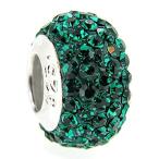 Sterling Silver Simulated May Birthstone Round Green Crystal European Style