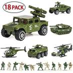 18 Pack Die-cast Military Vehicles Sets,6 Pack Assorted Alloy Metal Army Mo 並行輸入品